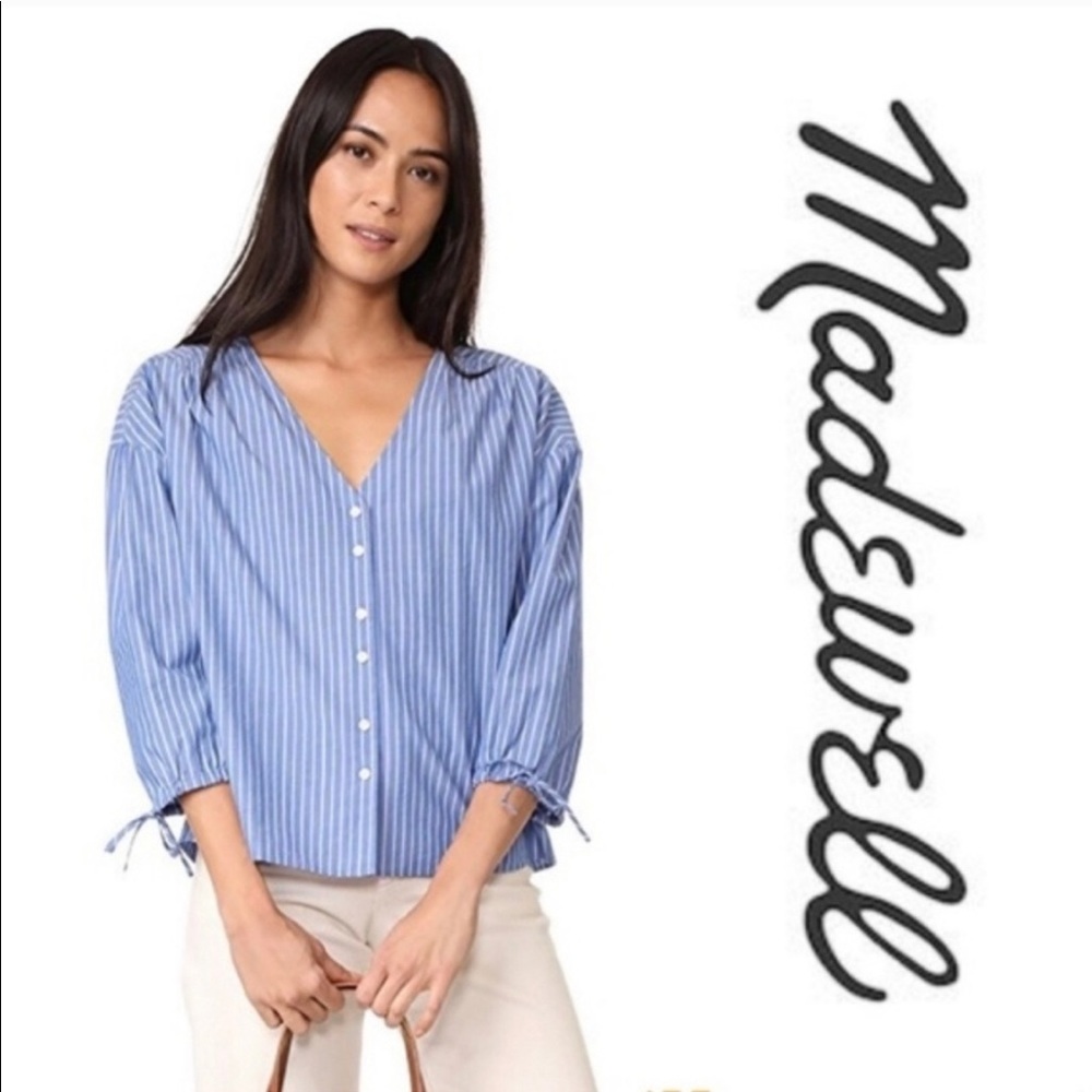 NWOT Madewell Morningview Tie Sleeve Shirt